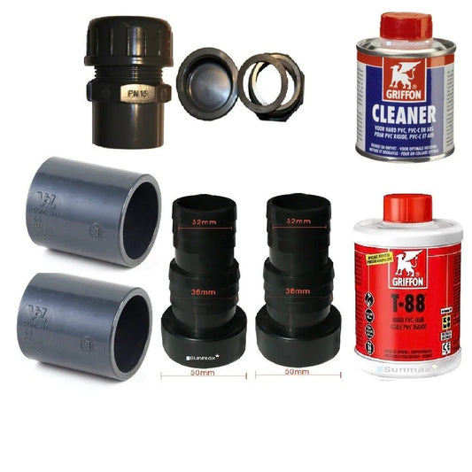 A Aansluitset Universeel 50/38/32mm (incl.Einddoppen) Intex